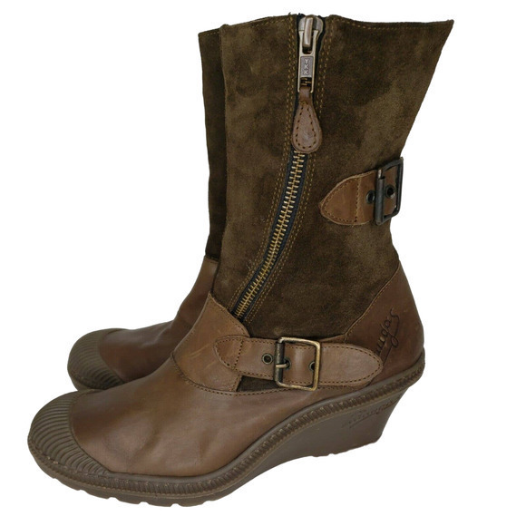 PATAUGAS Brown Leather Wedge Mid-Calf Sneaker‎ Boots EU 40 / US 9. - Picture 5 of 7